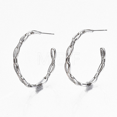 Brass Half Hoop Earrings KK-R117-055P-NF-1