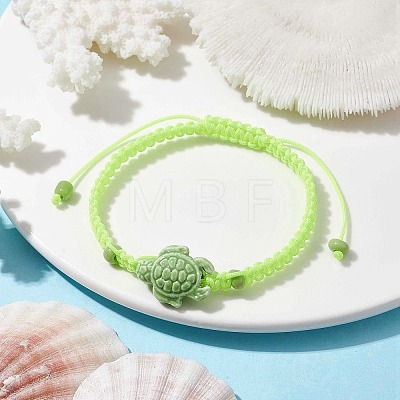 Porcelain Tortoise Braided Bead Bracelets BJEW-JB10058-02-1