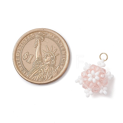 Glass Seed Beaded Snowflake Pendants PALLOY-MZ00815-02-1