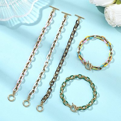 304 Stainless Steel Enamel Cable Chain Bracelets for Women BJEW-JB13595-1
