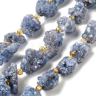 Electroplated Natural Druzy Agate Beads Strands G-G289-02C-1