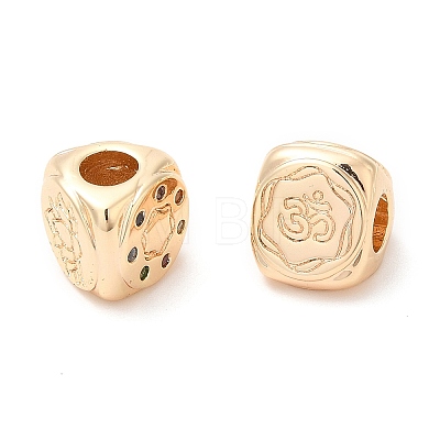 Brass with Cubic Zirconia European Beads KK-K333-34G-1