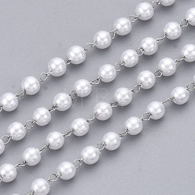 Handmade ABS Plastic Imitation Pearl Beaded Chains CHS-T003-01P-1