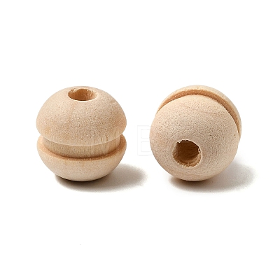 Natural Wood European Beads WOOD-A026-05-1