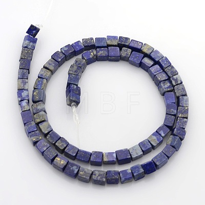 Cube Natural Lapis Lazuli Beads Strands X-G-P057-02-1