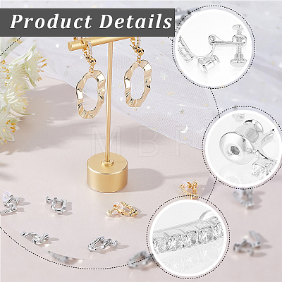 12Pcs 2 Styles Brass & Crystal Rhinestone Clip-on Earring Findings KK-BBC0028-20-1