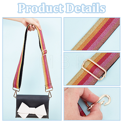 Stripe Pattern Glittered Polyester Adjustable Webbing Bag Straps PURS-WH0005-82KCG-02-1