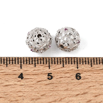 925 Sterling Silver Micro Pave Clear and Deep Pink Cubic Zirconia Beads SE-CBAF1B2-06P-1