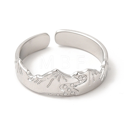 Non-Tarnish 304 Stainless Steel Mountain Open Cuff Ring for Women LS-RJEW-E063-09P-1