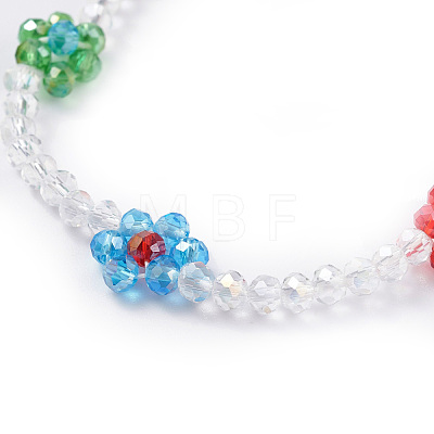 Bling Glass Beaded Flower Stretch Bracelet BJEW-TA00070-1