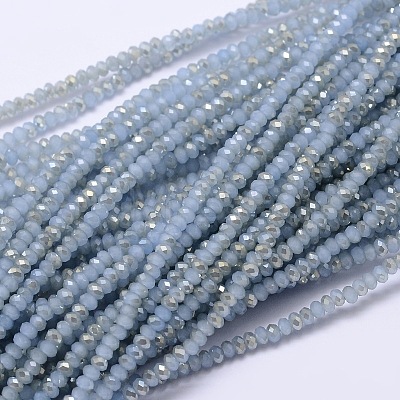 Faceted Rondelle Half Rainbow Plated Electroplate Glass Beads Strands EGLA-M006-2mm-B04-1