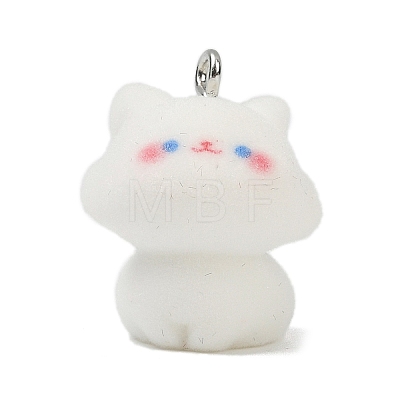 Animal Theme Flocky Opaque Resin Pendants RESI-H042-01P-06-1