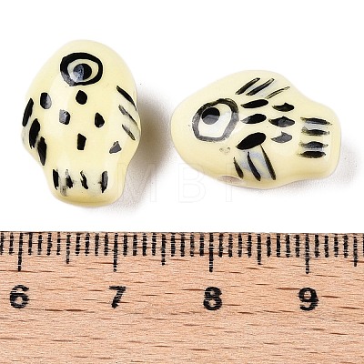 Handmade Printed Porcelain Beads Strand PORC-T133-02G-1