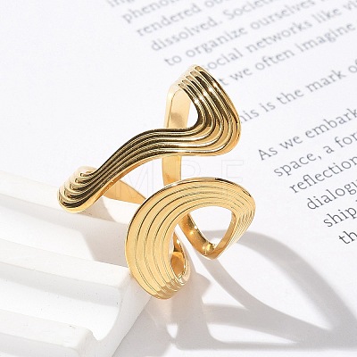 304 Stainless Steel Open Cuff Rings for Women RJEW-Z077-01G-07-1