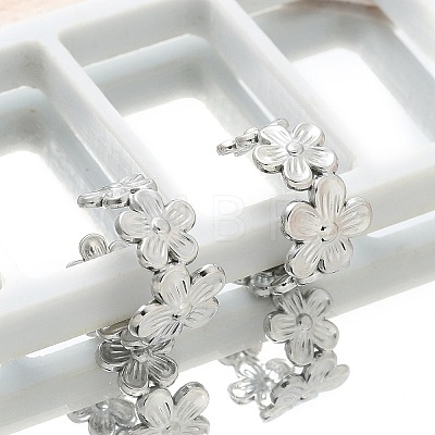 304 Stainless Steel Flower Cuff Earrings for Women EJEW-A118-03P-1