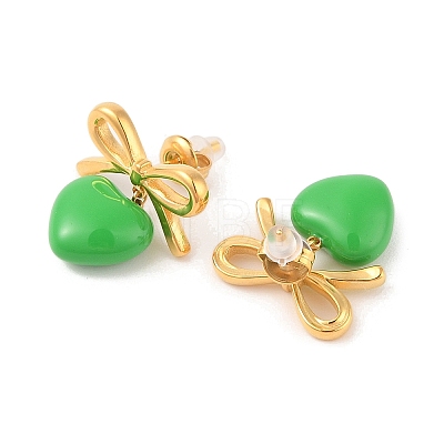 Heart Resin Stud Earrings EJEW-Z064-04G-1