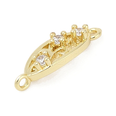 Brass Clear Cubic Zirconia Connector Charms KK-Z094-06G-01-1