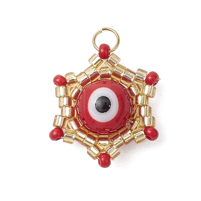 Beaded Star Eye Charms PALLOY-MZ00575-02-1