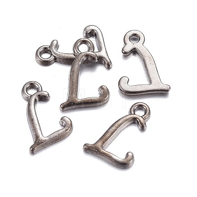 Gunmetal Plated Alloy Letter Pendants LS-PALLOY-J718-01B-L-1