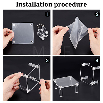 Square Transparent Acrylic Minifigure Display Stands ODIS-WH0002-48B-1
