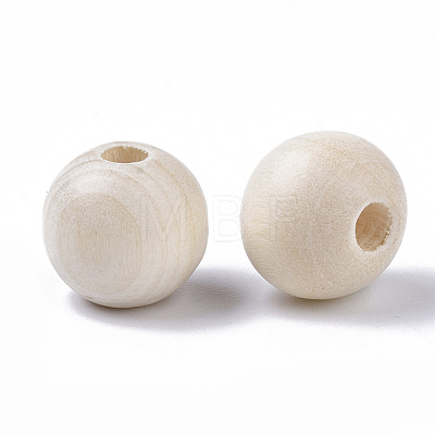 Natural Unfinished Wood Beads WOOD-S651-A10mm-LF-1