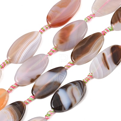 Natural Banded Agate Beads Strands G-F825-H01-01D-1