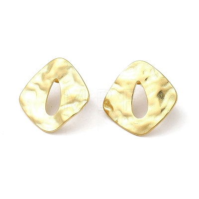 304 Stainless Steel Rhombus Stud Earrings for Women EJEW-Q781-14G-1