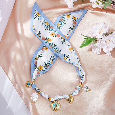 Polyester Scarf Necklaces for Women NJEW-HS00028-1