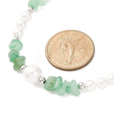 Natural Green Aventurine Chip Beads Bracelets & Necklaces Sets SJEW-JS01357-04-1