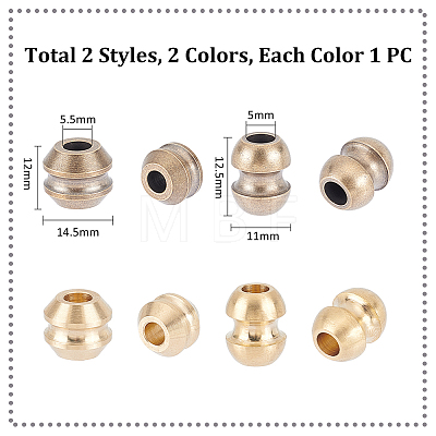 Unicraftale 4Pcs 2 Colors 2 Style Brass European Beads KK-UN0001-85-1