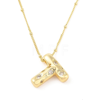 Brass Micro Pave Clear Cubic Zirconia Pendant Necklaces NJEW-Z038-01G-T-1