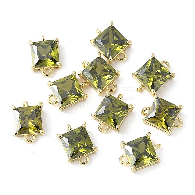 Brass Pave Cubic Zirconia Connector Charms KK-F892-53G-06-1