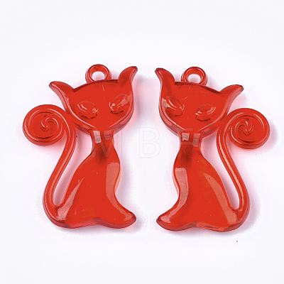 Transparent Acrylic Kitten Pendants TACR-S133-032-1