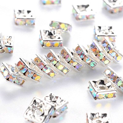 Brass Rhinestone Spacer Beads RSB072-02S-1