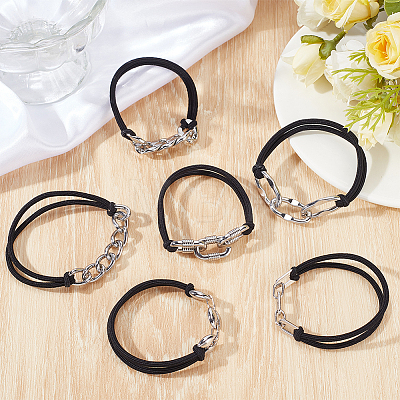 6Pcs 6 Styles Elastic Hair Ties OHAR-ME0001-16A-1