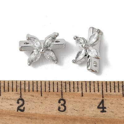 Brass Micro Pave Cubic Zirconia Connector Charms KK-F893-08P-1