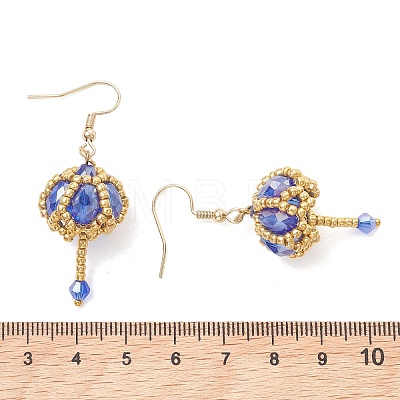 Transparent Electroplate Glass & Seed Glass Beads Dangle Earrings EJEW-MZ00714-1