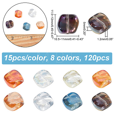 120Pcs 8 Colors Electroplate Transparent Glass Beads EGLA-AR0001-17B-1
