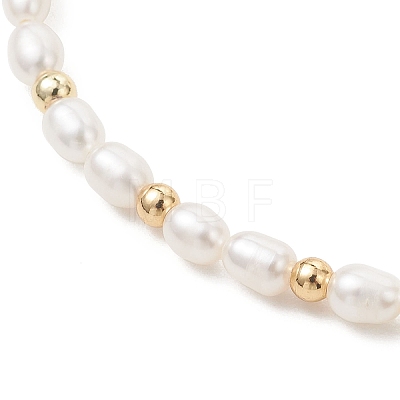 Natural Cultured Freshwater & Brass Beaded Slider Bracelets BJEW-JB13324-02-1