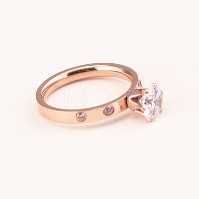 201 Stainless Steel Rhinestone Finger Rings for Women FS-WGA8964-04-1