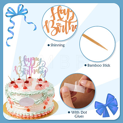 6Pcs 6 Colors Paper Cake Toppers FIND-TA0010-39-1