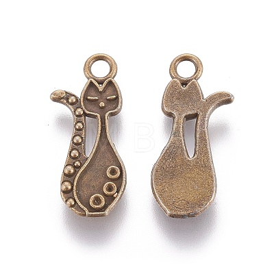 Tibetan Style Alloy Kitten Pendant Settings for Enamel LS-PALLOY-A15359-AB-NF-1