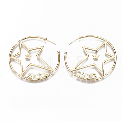 Brass Half Hoop Earrings KK-S356-145G-NF-1