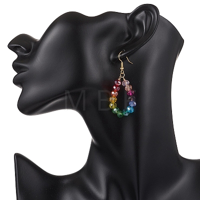 Teardrop Glass Dangle Earrings EJEW-JE06777-1