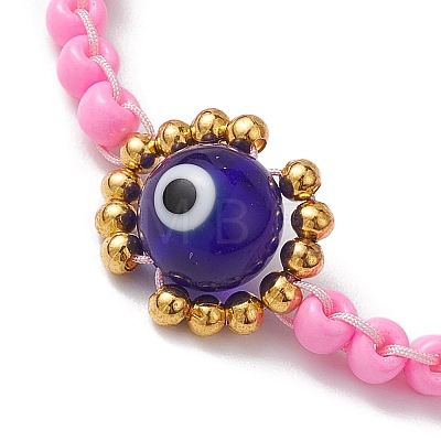 Handmade Lampwork Evil Eye & Glass Seed Beads Braided Bead Bracelets BJEW-MZ00090-05-1