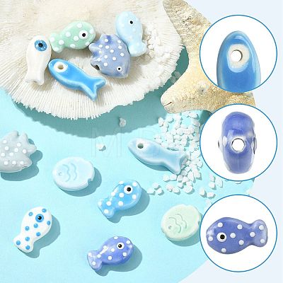 12Pcs 12 Styles Handmade Porcelain Beads PORC-FS0001-63-1