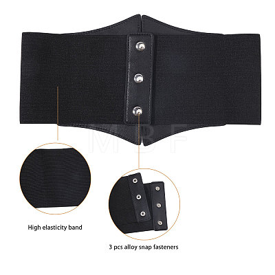 PU Leather Wide Elastic Corset Belt with Alloy Heart Buckle AJEW-WH0007-26-1