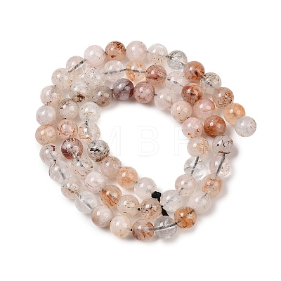 Natural Black Gold Rutilated Quartz Beads Strands G-P596-6mm-02-1