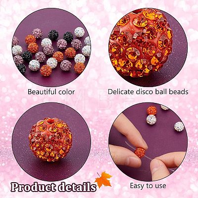 120Pcs 4 Colors Pave Disco Ball Beads RB-PH0001-58-1