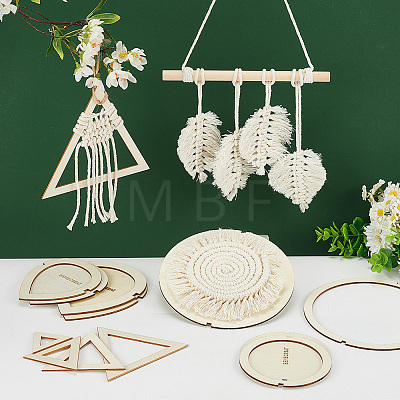 2 Sets Triangle Wood Hoop Rings Macrame for DIY Craft Making DIY-BC0009-97-1